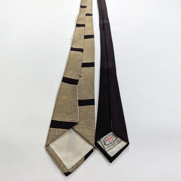 Brent Vintage Skinny 50's/60's Gold And Brown Skinny Necktie - Picture 4 of 9